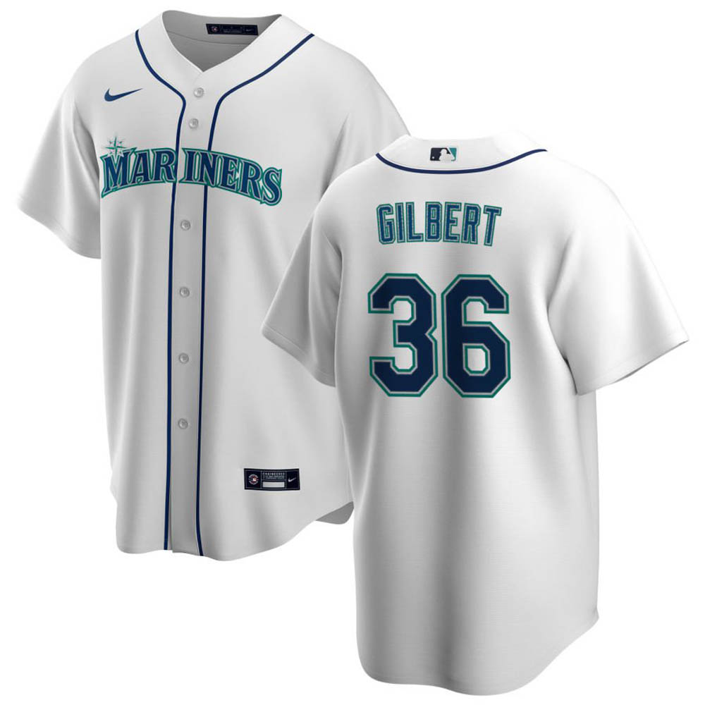 Youth Seattle Mariners Logan Gilbert Cool Base Replica Home Jersey - White